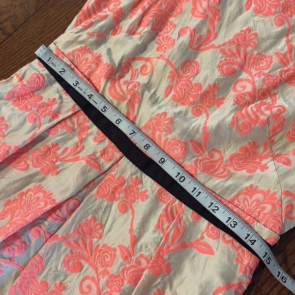 Loft petite SILK jacquard textured Sleeveless mini dress neon pink cream A line - Picture 11 of 14